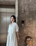 ELLE法式線條感假兩件襯衫式連衣裙女2025春季新款中長(zhǎng)款氣質(zhì)裙子 米白 S 曬單實(shí)拍圖