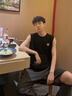 純棉背心男士夏季健身籃球坎肩汗衫寬松潮牌無(wú)袖體恤休閑運(yùn)動(dòng)上衣 黑色 M 曬單實(shí)拍圖