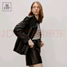 Marc O'Polo/MOP【商場同款】春季新款翻領(lǐng)外套綿羊皮夾克襯衫女 黑色990 32/155 曬單實拍圖