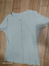 艾路絲婷薄款針織t恤女短袖2024夏季新款木耳邊圓領(lǐng)正肩顯瘦上衣31827 淺豆綠 L 曬單實(shí)拍圖