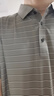 皮爾卡丹（pierre cardin）高檔條紋短袖t恤男士POLO.衫夏季桑蠶絲高端翻領(lǐng)半袖體恤衫上衣 款一《灰綠》 XL 175 曬單實(shí)拍圖