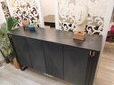思軒家具（CI XUAN FURNITURE）餐邊柜實木客廳茶水柜一體收納柜輕奢意式極簡玄關柜家用儲物柜 140*40*85 黑色四門 曬單實拍圖