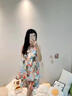 另約帶胸墊睡衣女夏季泡泡棉吊帶背心2024新款甜美可愛(ài)薄款家居服套裝 6955-1 向日葵 XXL 曬單實(shí)拍圖