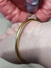 黃金谷七夕禮物古法傳承金包銀百福金手鐲素圈磨砂婚嫁實(shí)心包金手鐲老婆 內(nèi)徑64mm 曬單實(shí)拍圖