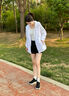 Calvin KleinJeans春秋女戶(hù)外運動(dòng)收腰c(diǎn)k輕薄透氣連帽沖鋒款夾克外套J223485 YAF-月光白 S 曬單實(shí)拍圖