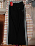 皮爾卡丹（pierre cardin）垂墜感闊腿褲子女春秋2025新款直筒運動(dòng)褲側條紋高腰跑步休閑長(cháng)褲 2038黑褲灰邊 4XL 建議【140-155斤】 曬單實(shí)拍圖