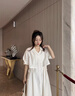 ELLE法式線條感假兩件襯衫式連衣裙女2025春季新款中長(zhǎng)款氣質(zhì)裙子 米白 S 曬單實(shí)拍圖