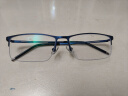 普莱斯纯钛近视眼镜半框架理工男商务眼睛防蓝光防辐射可配变色片990070 蓝色（送0度防蓝光镜片） 实拍图