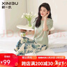 新一步（XINYIBU）夏季新款女士睡衣短袖九分褲休閑圓領印花可外穿兩件套家居服套裝 33250冰荷綠 2XL 建議170-176cm，130-145斤 曬單實拍圖