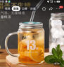 志方益高硼硅玻璃杯耐高低溫帶蓋玻璃杯帶手柄吸管杯防爆飲料果汁茶杯 【帶蓋】數字款玻璃吸管 350ml 1只 高硼硅耐熱玻璃 曬單實(shí)拍圖