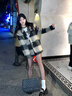 GARNUO格子短款毛呢外套女小個(gè)子秋冬季新款高級感西裝加厚羊毛呢子大衣 格子短款 S 【80-105斤】 曬單實(shí)拍圖