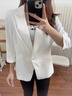 婭麗達高級感休閑薄款西裝外套女夏季新款女裝七分袖西服 白色（K0）-月光白 M 曬單實拍圖