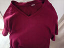 恒源祥短袖t恤男V領(lǐng)夏季純棉100%白色內搭半袖男士純色全棉打底衫 V領(lǐng)酒紅色 L 170建議120-140斤 曬單實(shí)拍圖