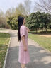 纖莉秀大碼女裝甜酷風(fēng)工裝連衣裙休閑顯瘦中長裙胖mm夏裝新款0761 粉色 XL 曬單實拍圖