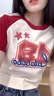 LALABOBO【商場(chǎng)同款】辣妹風(fēng)短袖T恤女裝時(shí)尚涂鴉減齡上衣潮流CBDA-WSDT13 米色 S 曬單實(shí)拍圖