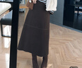 美洋（MEIYANG）棕線(xiàn)半身裙黑科技防風(fēng)XU熱鎖溫明線(xiàn)A字裙高腰顯瘦新款裙子 咖色（長(cháng)版） M 曬單實(shí)拍圖