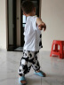 A 21 FUNB童裝男童夏款套裝2025新款夏季洋氣兒童短袖長褲男孩3歲帥氣衣服 熊貓圖案白色 100 cm(建議身高95cm左右) 曬單實拍圖