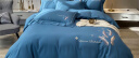 洁丽雅（Grace）四件套双人刺绣纯色绣花被套床品套件羽蝶-月光蓝被套2x2.3米被套 实拍图
