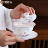 金镶玉 盖碗泡茶碗手绘羊脂玉白陶瓷 中国风送礼盒君子兰手绘盖碗 实拍图