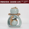 唐豐米黃汝窯茶具套裝家用輕奢懶人泡茶神器自動茶壺旋轉(zhuǎn)出水茶具整套 米黃汝窯自動11頭+品圣 1件 曬單實拍圖