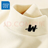 真維斯（JEANSWEST）德絨打底衫女裝秋冬季長袖t恤上衣服加絨保暖加厚內(nèi)搭半高領(lǐng)秋衣 米色 小幸運(yùn)笑臉棕_K_左領(lǐng)角 XL 曬單實(shí)拍圖