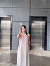 香影漸變暈染吊帶連衣裙女2025夏季新款超好看海邊度假雪紡v領(lǐng)裙 粉紅 S 曬單實(shí)拍圖