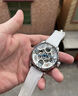 奇洛時(shí)四葉草手表男士鏤空全自動(dòng)機械表正品蟲(chóng)洞概念氙氣中高學(xué)生男款潮 銀殼白面-白色硅膠帶 46mm 曬單實(shí)拍圖
