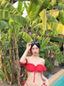 JIOESC歐美風(fēng)泳衣女成人大碼性感比基尼遮肉顯瘦大小胸聚攏泡溫泉游泳QC 紅色（比基尼+紗裙+紅花） M （90-100斤） 曬單實(shí)拍圖