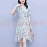 薇洛萱（WeiLuoXuan）雪紡v領(lǐng)碎花裙子2025夏季新款荷葉邊拼接遮肚連衣裙女裝夏天5882 淺藍(lán)色 2XL 建議130-145斤 曬單實(shí)拍圖