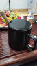 传旗陶瓷马克杯350ml带勺盖咖啡杯水杯子办公室茶杯礼盒款 黑 实拍图