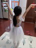 三沙（sansha）舞蹈服兒童女 芭蕾舞練功服圓領(lǐng)公主袖連體服棉表演服 淺紫/珍珠白 M 曬單實(shí)拍圖