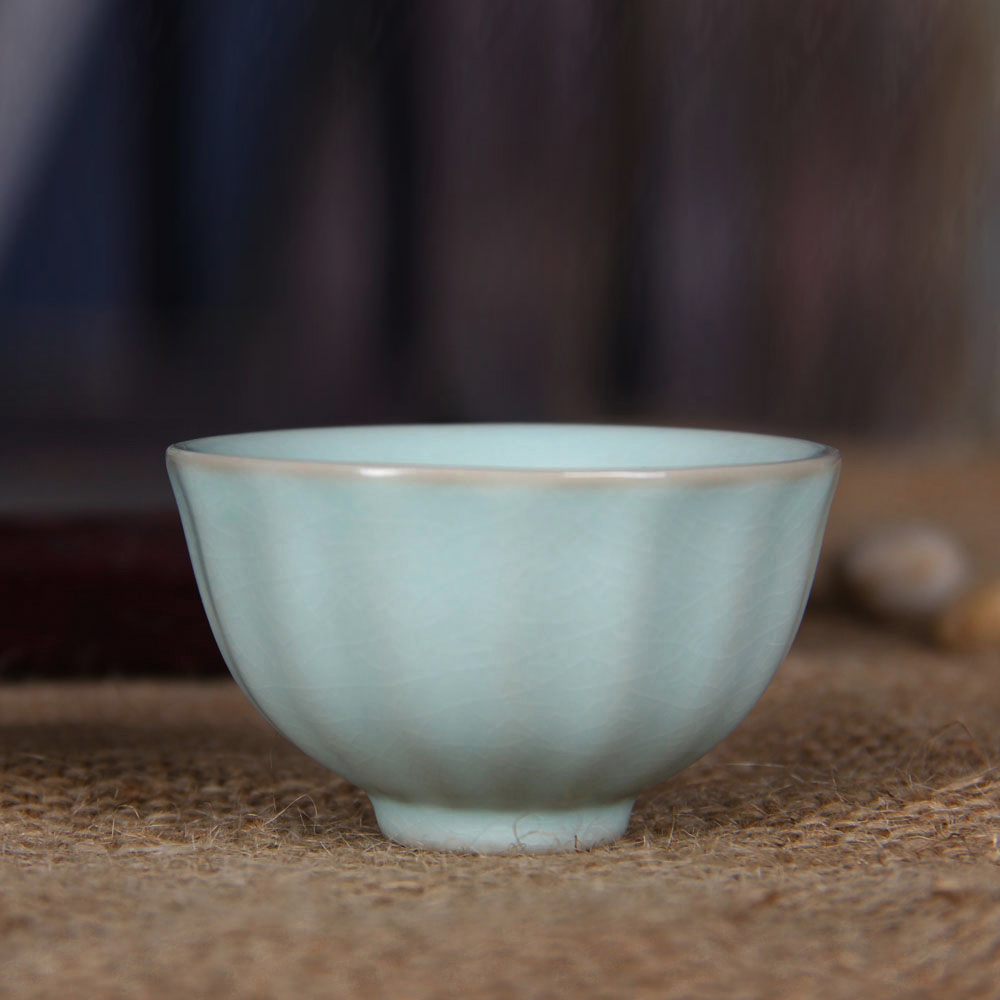 晨上晨 台湾汝瓷 纯手工开片汝窑茶杯 功夫茶具杯子 可养品杯 天青