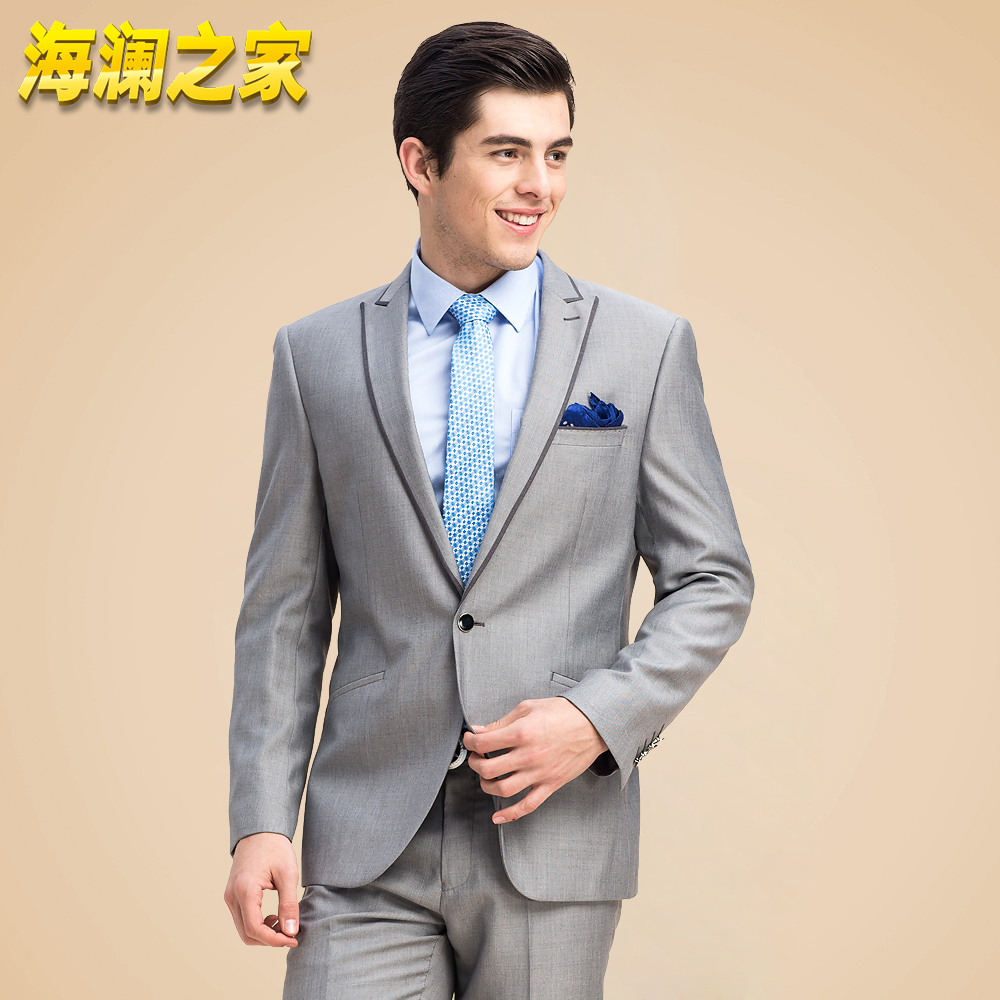 6下架 2014春装新品海澜之家正品男装修身一粒扣西服htxjd1g005a 浅灰