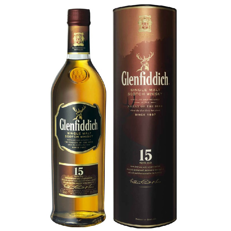 郎家园洋酒glenfiddich15格兰菲迪15年苏格兰单一麦芽威士忌700ml