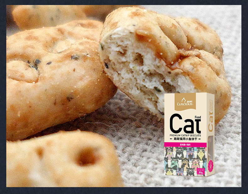 猫饼干猫咪零食路斯猫用小鱼干 猫薄荷饼干幼猫磨牙零食 80g 10盒混拼