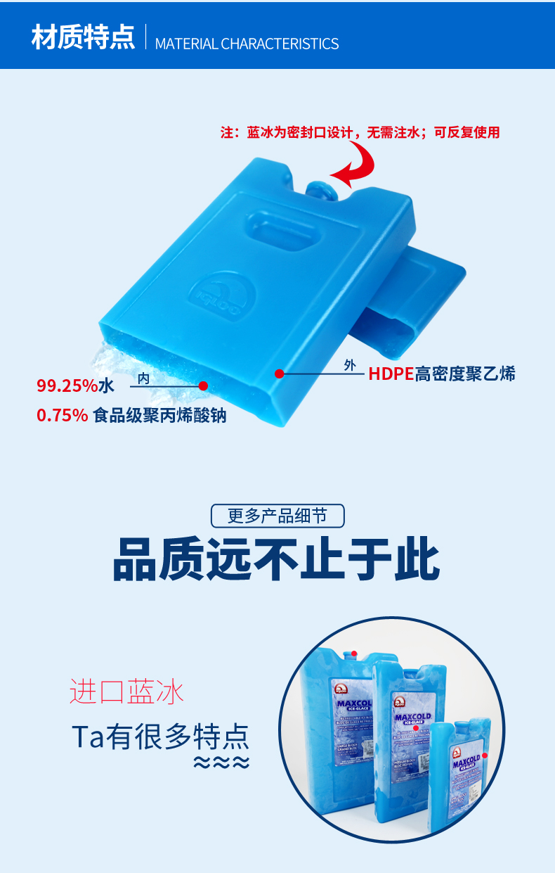 易酷乐(igloo)蓝冰 进口 冰盒 冷媒 冰袋 冰板 背奶包 保温箱 冷藏箱