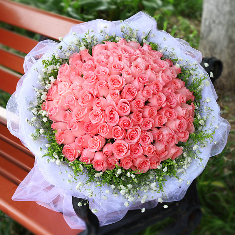 南京鲜花速递红玫瑰花束香槟礼盒结婚纪念日生日情人节礼物女生老婆