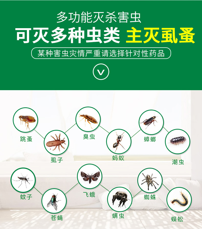 绿百灵(green lark)虱子药 灭跳蚤杀虫剂 家用虱蚤药粉 床上宠物通用