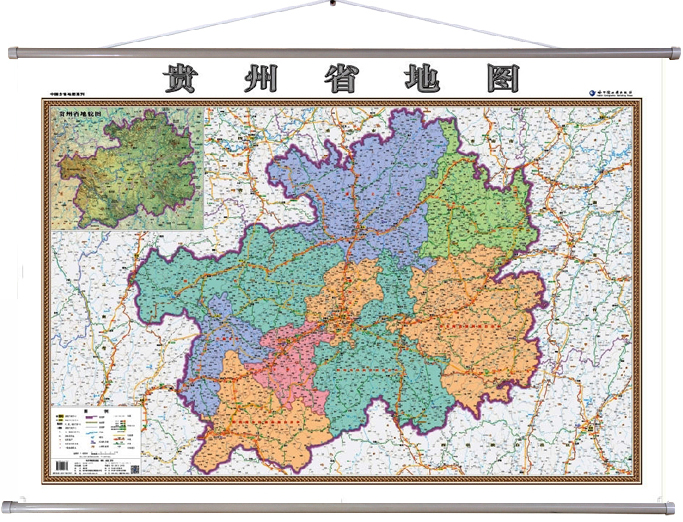 2018贵州省地图挂图 贵州省政区图 1.