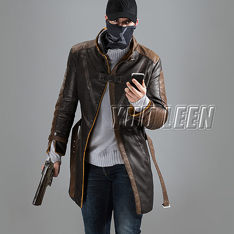 watchdogs衣服看门狗cosplay艾登风衣 秋冬仿皮风衣外套 狗哥服装