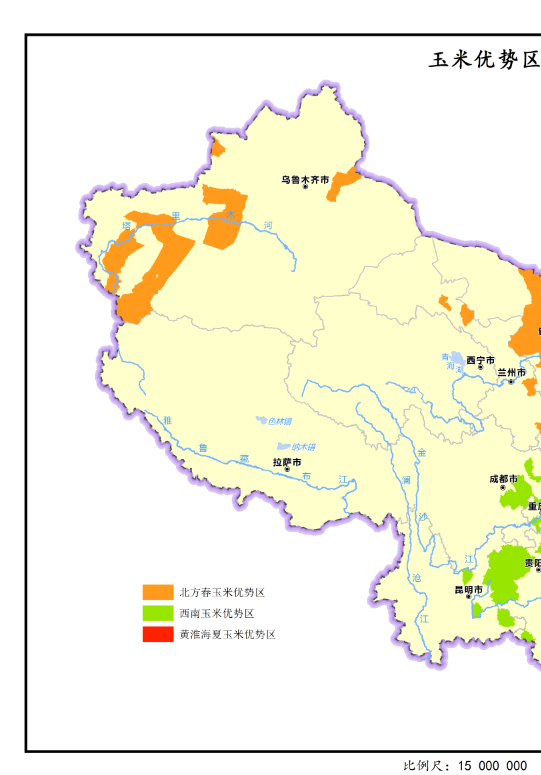 玉米优势区域布局示意图