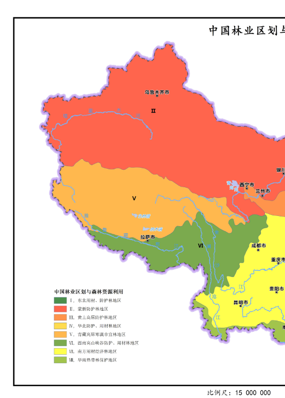 中国林业区划与森林资源利用图