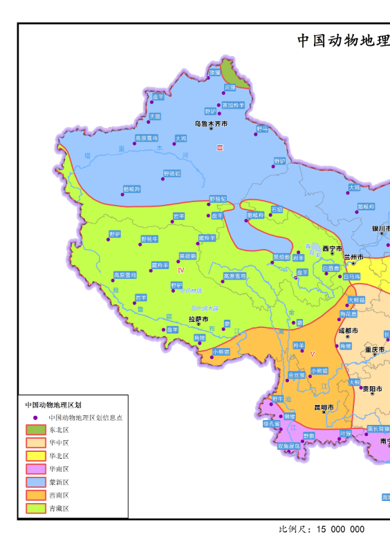 块数据集市 交通地理 中国动物地理区划分布图  数据包基本信息 数据图片