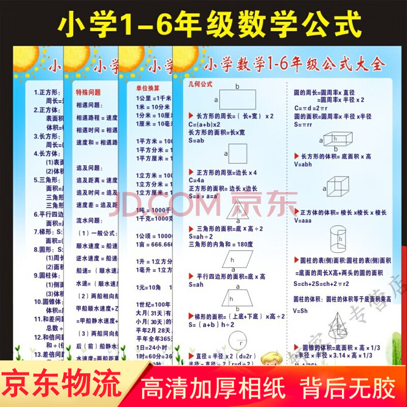 小学生一到六年级初中数学公式大全墙贴画常用单位换算表知识挂图小学数学1 6年级公式大全套装小 40 60cm 图片价格品牌报价 京东