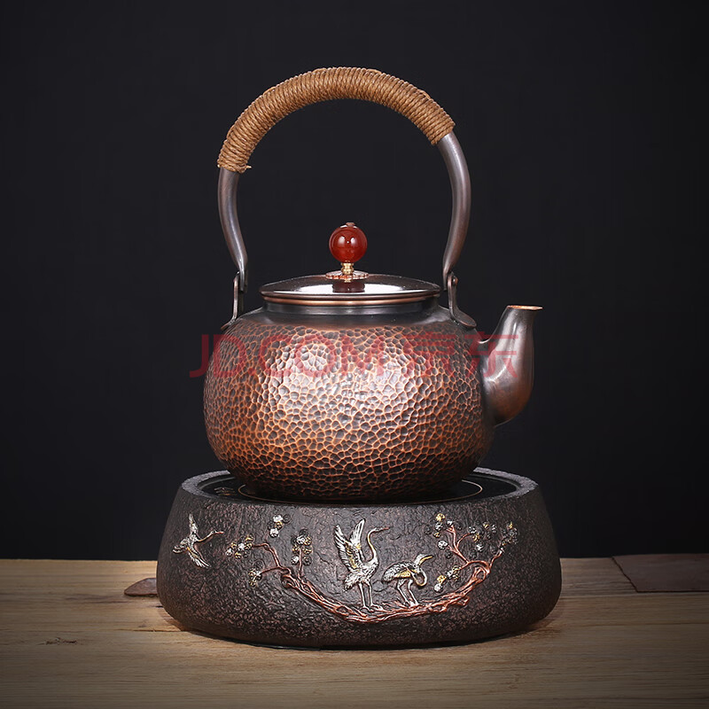 中国 古錫 点銅款 茶壷 茶心壷 約842g F R4151