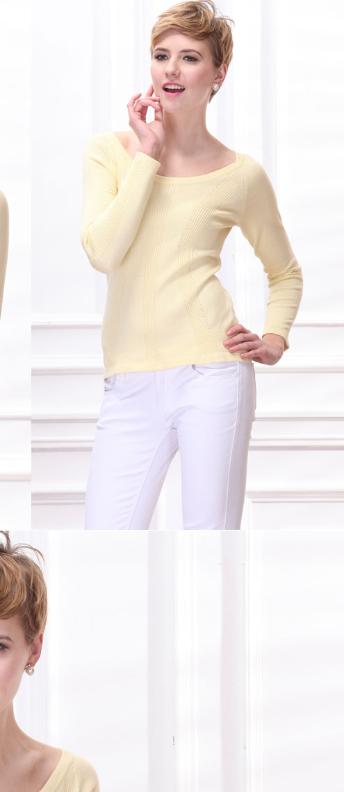 戈林斯丹   专柜秋季新品 女款修身时尚舒适针织衫W12-120 浅兰色 L/100