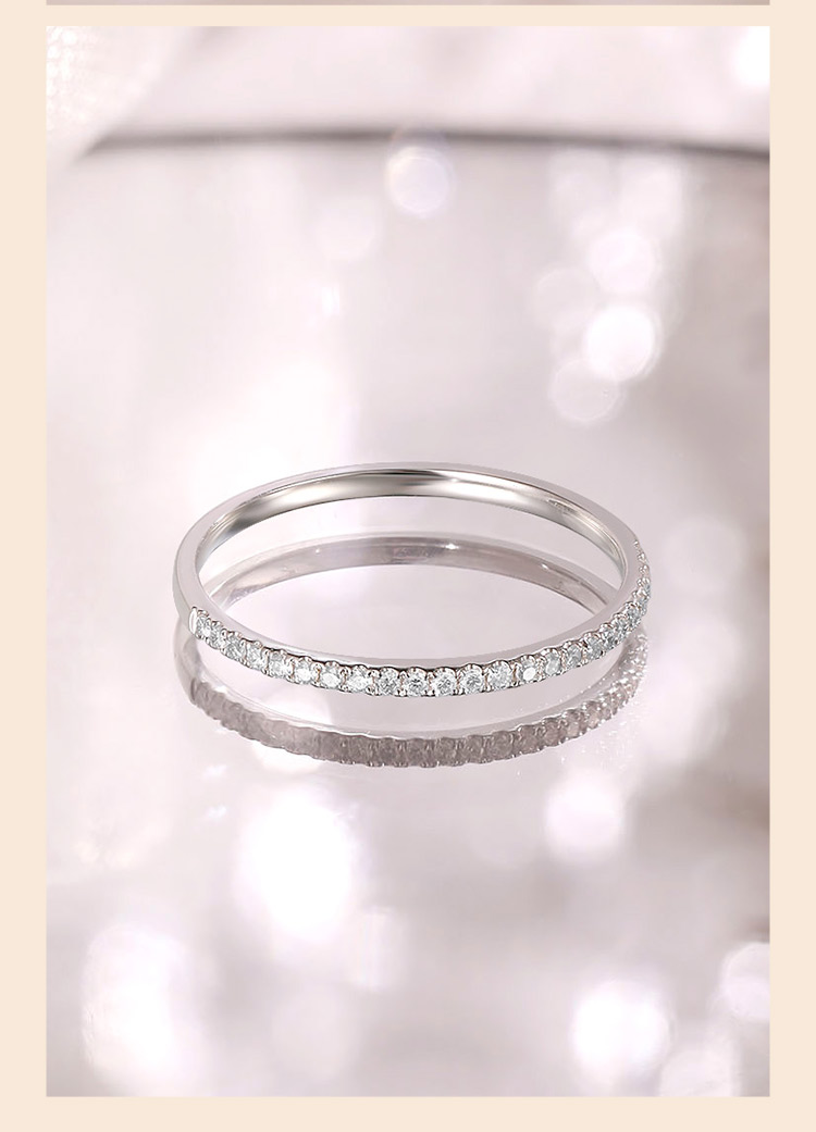 周六福珠宝白18k金钻戒女款简约群镶钻石戒指kgdb020987约9分10号