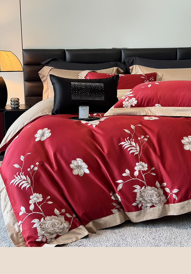 Dohia 60-Piece Pure Cotton Wedding Bedding Set, Four-Piece Set Including Bed Sheet And Duvet Cover for 2.2x2.4 Meter Bed 2