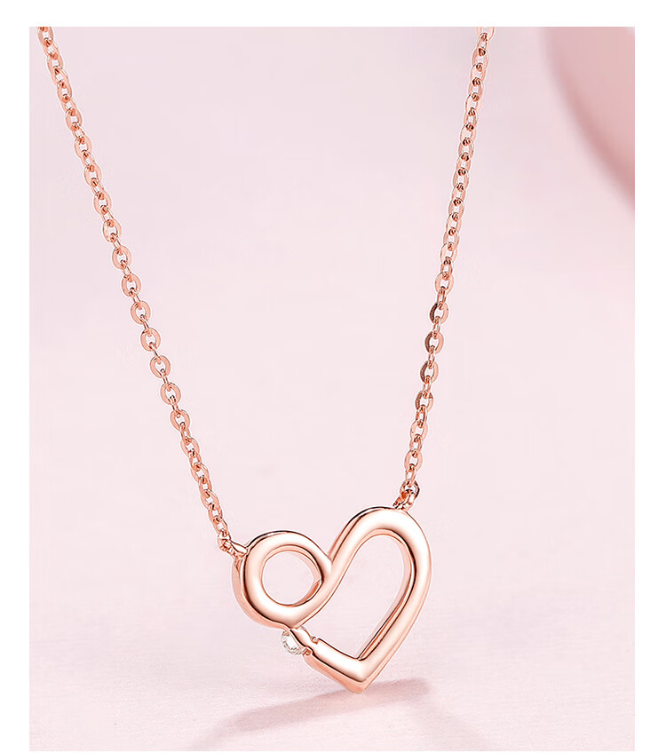 【周六福k金项链】周六福珠宝 18k金项链女款 爱心玫瑰金钻石链坠吊坠