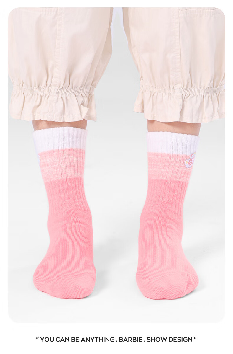 Barbie Girls' Socks, Short Socks for Toddlers, Spring And Autumn Socks for Girls, Student Children's Cotton Socks, Mid-Calf Versatile School Uniform Style Socks 11